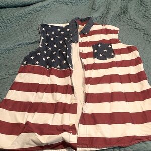 sleeveless men’s 4xl patriotic button-down shirt.
